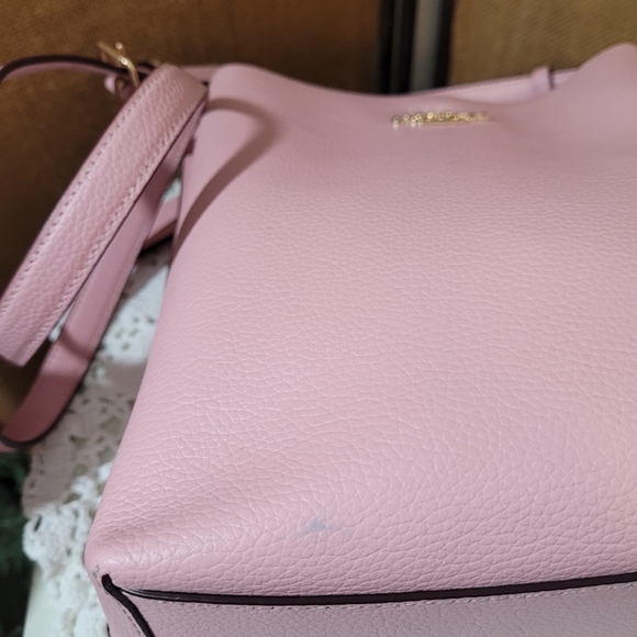 Coach CF433  Mollie Bucket W/Signature Canvas Interion In Pink Crossbody Handbag - Picture 13 of 13